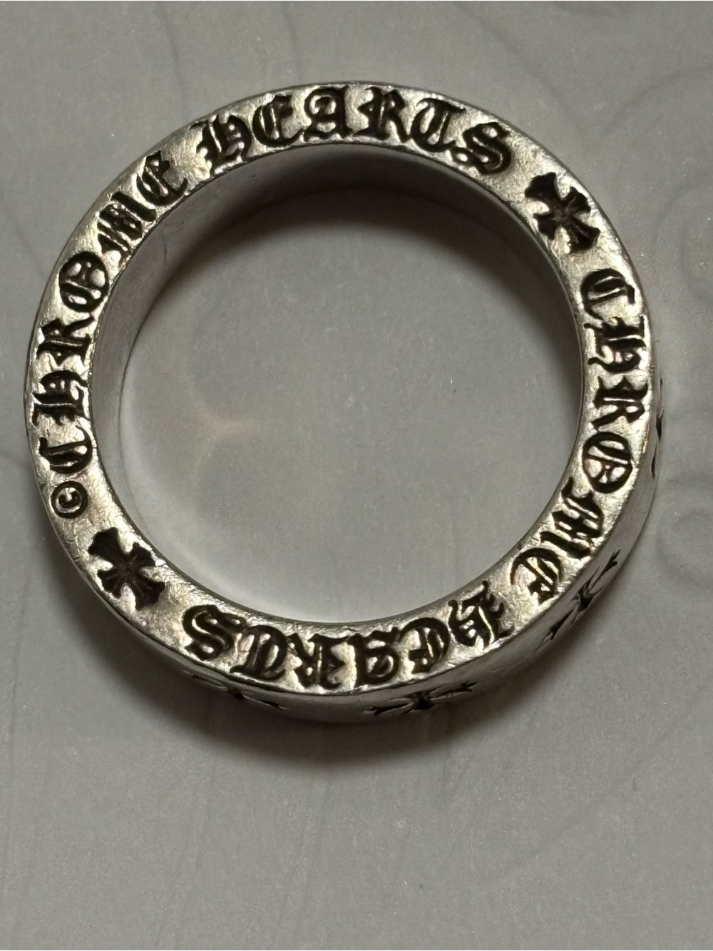 Chrome Hearts Silver Engraved Cross Band Ring 6mm 2003